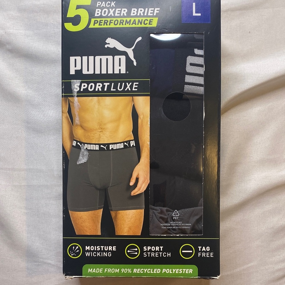 PUMA SportLuxe Black Boxer Briefs - 5‎ Pack